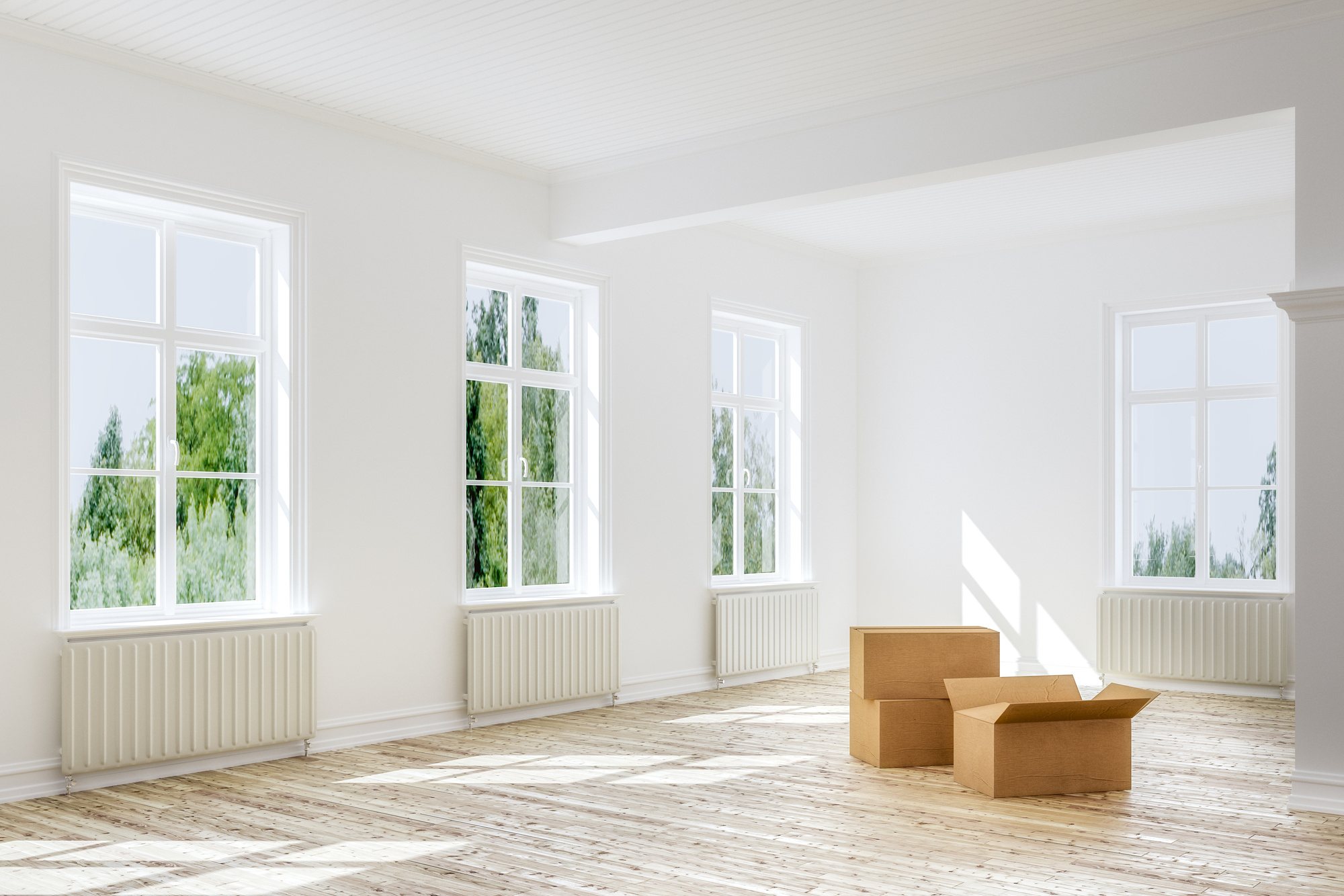 Moving in or Out - Empty Boxes on Floor of Apartment